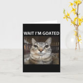 Wacht Im Goated Gekke Cat Meme Kaart (Gele Bloem)
