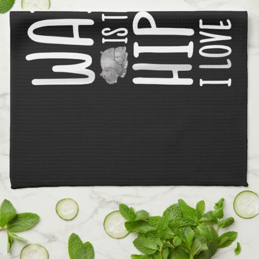 Wacht is dat een hippo? Ik hou van Hippos! Theedoek (Gevouwen)