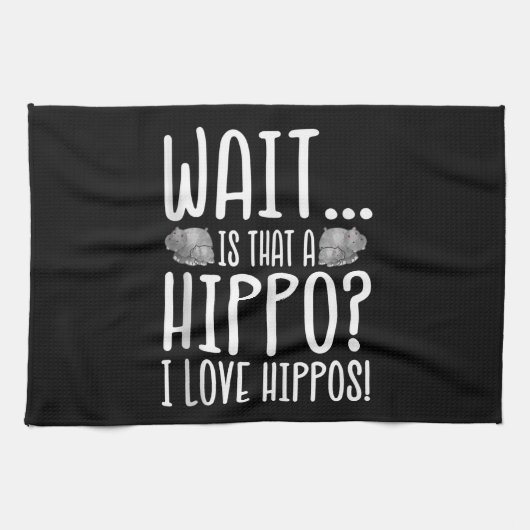 Wacht is dat een hippo? Ik hou van Hippos! Theedoek (Horizontaal)