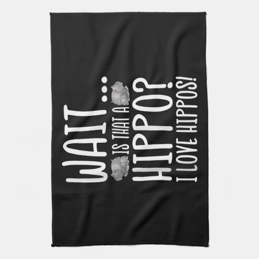 Wacht is dat een hippo? Ik hou van Hippos! Theedoek (Verticaal)