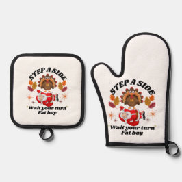 Wacht je beurt dikke jongen grappige Thanksgiving Ovenwant & Pannenlap Set