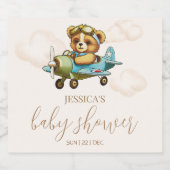 Wacht maar! Teddybeer Baby shower sprankelend Sparkling Wijnetiket (Enkel label)