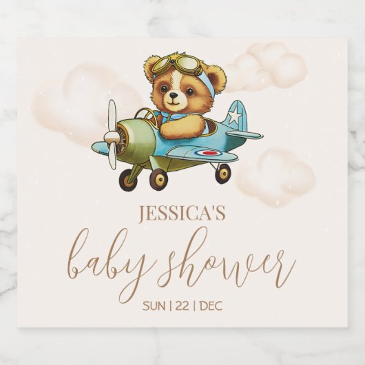 Wacht maar! Teddybeer Baby shower sprankelend Sparkling Wijnetiket (Enkel label)