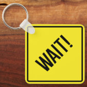 Wacht! Metalen Vierkante Sleutelhangers (Voorkant)