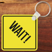 Wacht! Metalen Vierkante Sleutelhangers (Achterkant)