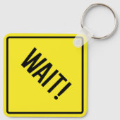 Wacht! Metalen Vierkante Sleutelhangers (Achterkant)