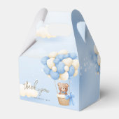 Wacht nauwelijks op Teddy Bear Blue Balloons Bedankdoosjes (Achterkant)
