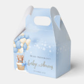 Wacht nauwelijks op Teddy Bear Blue Balloons Bedankdoosjes (Voorkant Zijde)