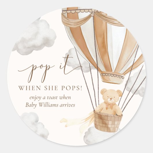 Wacht nauwelijks tot Tan Teddy Bear het Pop als ze Ronde Sticker (Voorkant)