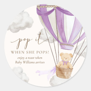 Wacht nauwelijks tot Teddy Bear het Lila Pop als z Ronde Sticker