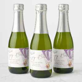 Wacht nauwelijks tot Teddy Bear het Lila Pop als z Sparkling Wijnetiket