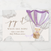 Wacht nauwelijks tot Teddy Bear het Lila Pop als z Sparkling Wijnetiket (Enkel label)