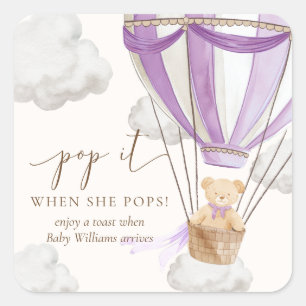 Wacht nauwelijks tot Teddy Bear het Lila Pop als z Vierkante Sticker