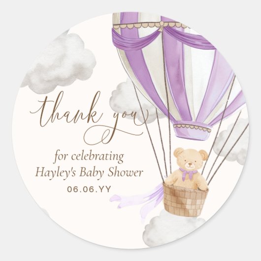 Wacht nauwelijks tot Teddy Bear Lila Bedankt Baby Ronde Sticker (Voorkant)