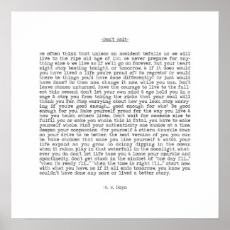 Wacht niet op Live Quote van A.W. Doys Poster