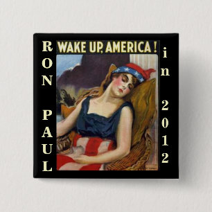 WACHT OP AMERIKA Ron Paul 2012 Vierkante Button 5,1 Cm