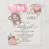 Wacht op Baby shower Teddy Bear Boho Girl roze (Voorkant)