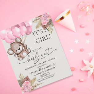 Wacht op Baby shower Teddy Bear Boho Girl roze