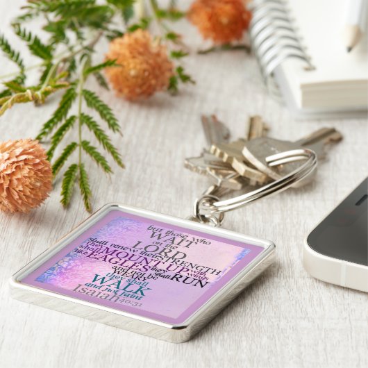 Wacht op de Lord Scripture Isaiah 40:31 Sleutelhan Sleutelhanger (Zijkant)