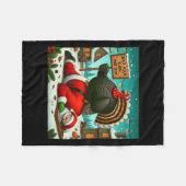 Wacht op je beurt Fat Boy Turkey Santa Funny Thank Fleece Deken (Voorkant (Horizontaal))