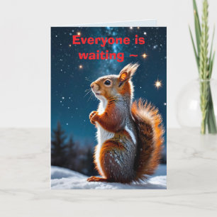 WACHT OP KERSTKAART VAN Eekhoorn VOOR KIND Bedankkaart
