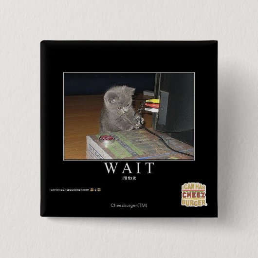 Wacht Vierkante Button 5,1 Cm (Voorkant)