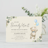 wacht vroeg baby shower uitnodiging af (Staand voorkant)