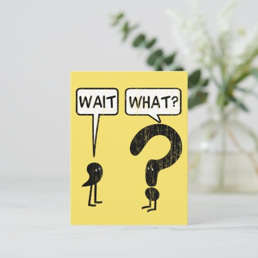 Wacht, wat? Geel Briefkaart (Staand voorkant)
