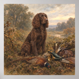 Wachtelhund Jachtkunst, Duitse Spaniel Poster