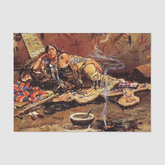 "Wachten en Mad" van Charles M Russell Tissuepapier (Voorkant)