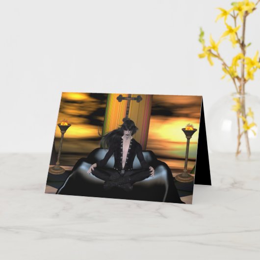 Wachten - Halloween/Vampire/Gothic Wenskaart Kaart (Gele Bloem)