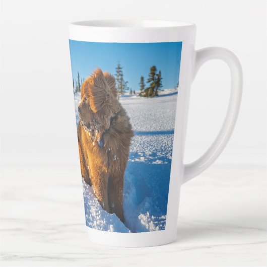 Wachten in de sneeuw latte mok (Rechts)