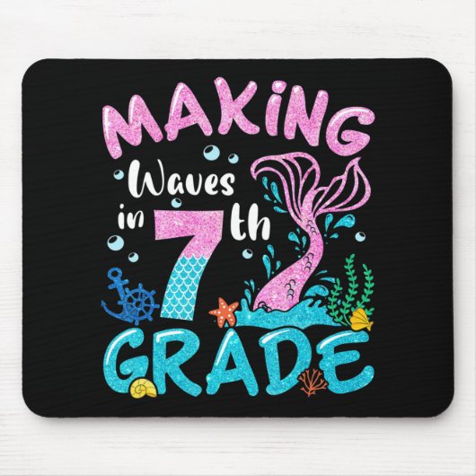 Wachten maken in 7e Grade Mermaid terug naar schoo Muismat (Voorkant)