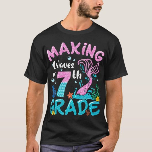 Wachten maken in 7e Grade Mermaid terug naar schoo T-shirt (Voorkant)