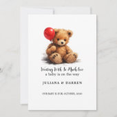Wachten met zoveel liefde teddybeer en rode ballon kaart (Voorkant)