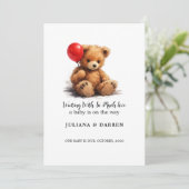 Wachten met zoveel liefde teddybeer en rode ballon kaart (Staand voorkant)