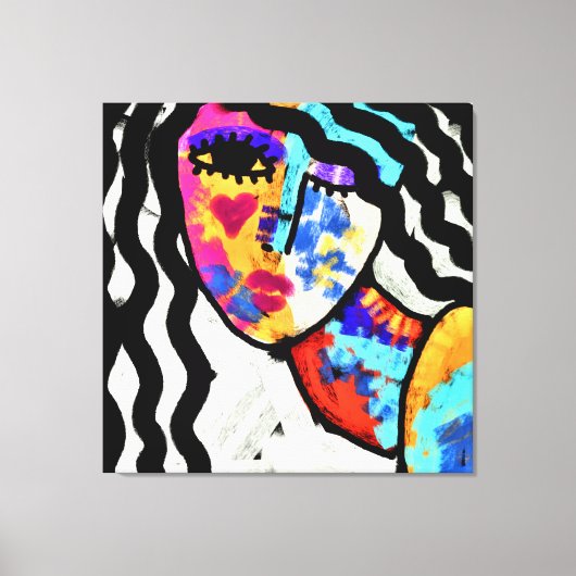 Wachten op Abstract digitaal portret van een vrouw Canvas Afdruk (Voorkant)