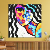 Wachten op Abstract digitaal portret van een vrouw Canvas Afdruk (Insitu (Woonkamer))