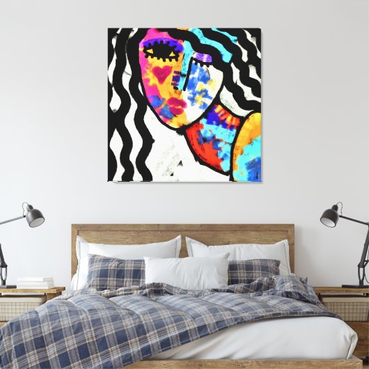 Wachten op Abstract digitaal portret van een vrouw Canvas Afdruk (Insitu (Slaapkamer))