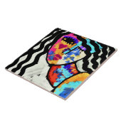 Wachten op Abstract digitaal portret van een vrouw Tegeltje (Zijkant)