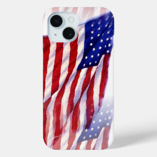 Wachten op Amerikaanse vlag iPhone 15 Case