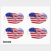 Wachten op Amerikaanse vlag Ovale Sticker (Vel)