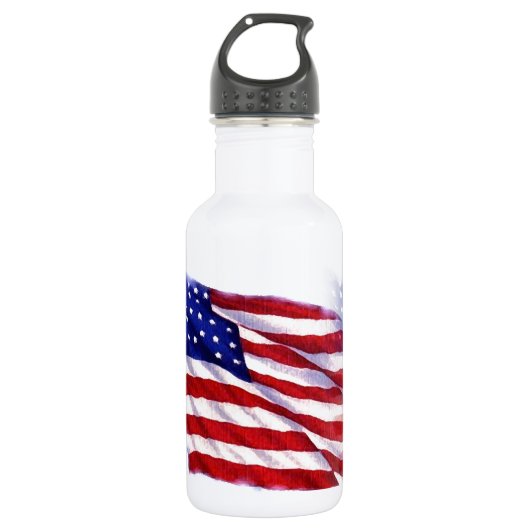 Wachten op Amerikaanse vlag Waterfles (Voorkant)
