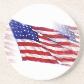 Wachten op Amerikaanse vlag Zandsteen Onderzetter (Voorkant)