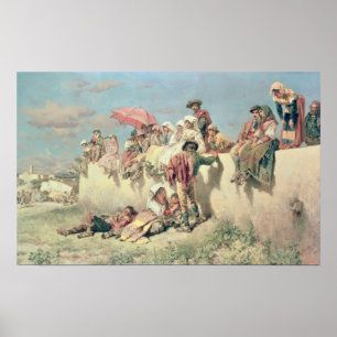Wachten op de 'Blessing' buiten Rome Poster