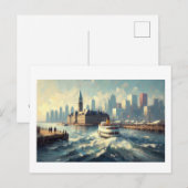 Wachten op de ferry, briefkaart (Voorkant / Achterkant)