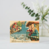 Wachten op de kerstman -  Victoriaans kerst Feestdagenkaart (Staand voorkant)