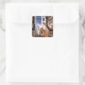 Wachten op de kerstman vierkante sticker (Tas)