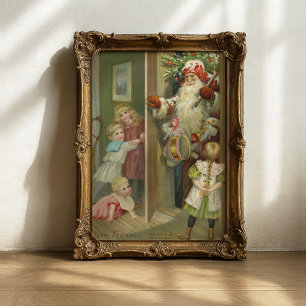 Wachten op de Kerstman   Vintage kerst Poster