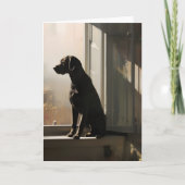 Wachten op de labrador in het vensterportret kaart (Voorkant)